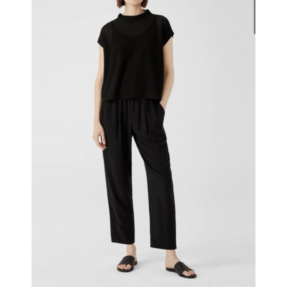 Eileen Fisher Black 100% Silk  pants Size XS NWOT